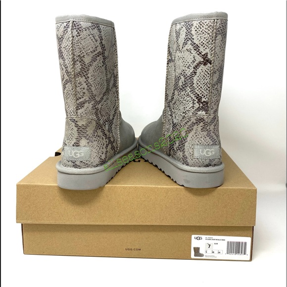 UGG Classic Short Metallic Shake Grey Women Boots - Picture 8 of 9